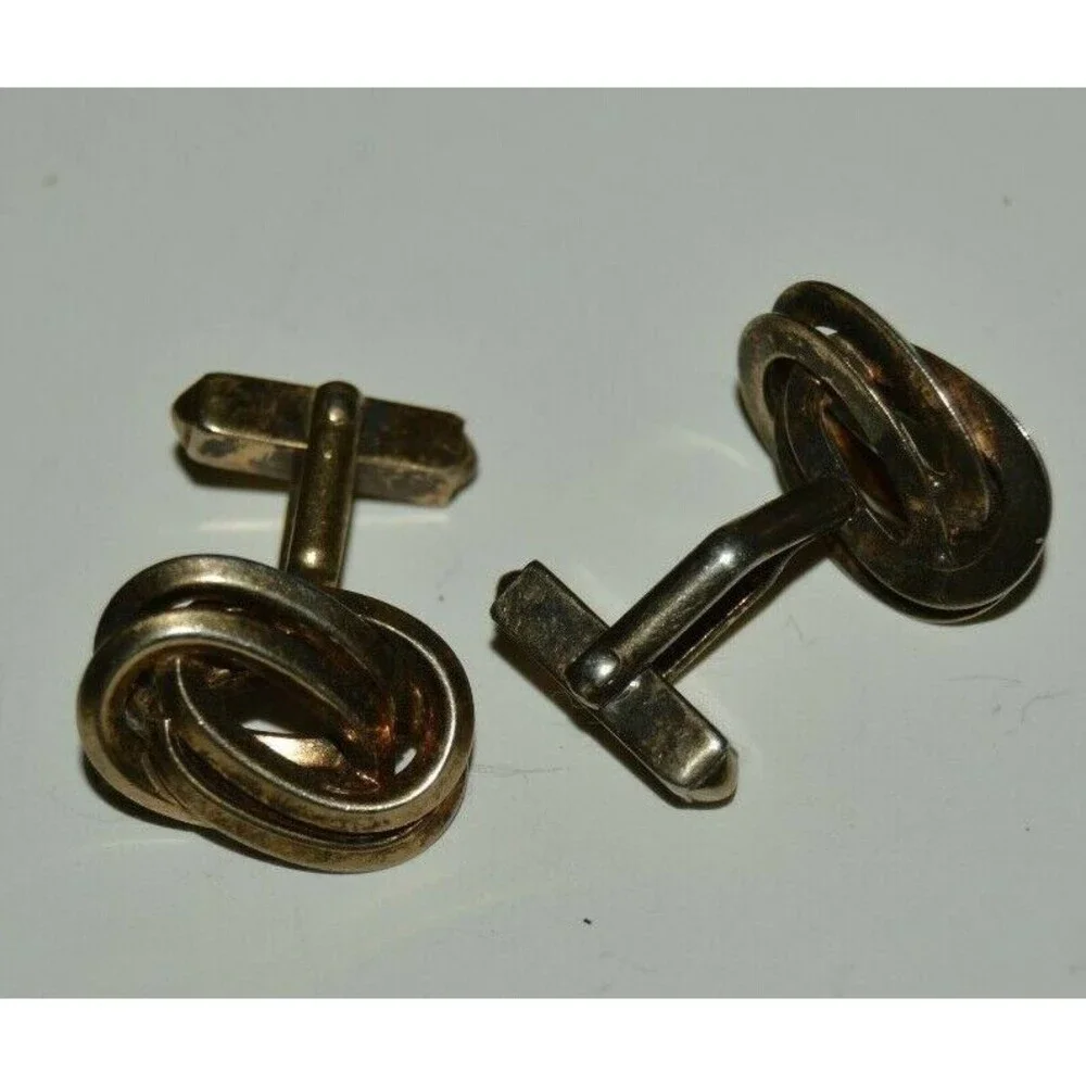 Vintage Swirls Ropes Loops Rings SWANK Mid Century Modern Cuff Links RARE